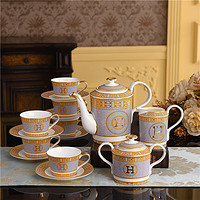 喜芝 爱马H元素H咖啡具欧式茶具套装礼盒 家用咖啡杯英式下午茶茶具礼 整套