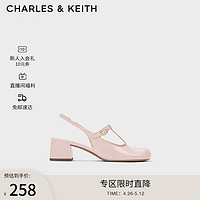 CHARLES & KEITH CHARLES&KEITH24;春季圆头漆皮粗跟玛丽珍鞋CK1-60280424 Light Pink浅粉色 34