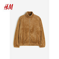 H&M 男装拉链泰迪绒上衣1207407 深米色 175/100