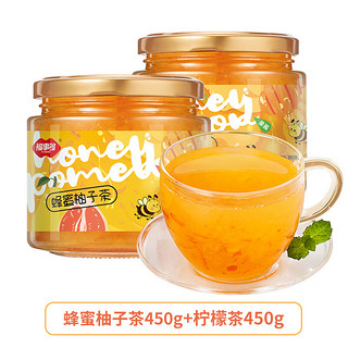 FUSIDO 福事多 蜂蜜柚子茶柠檬茶冲饮果汁水果茶饮料 450g2瓶柚子茶*1柠檬茶*1