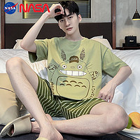 NASAOVER NASA龙猫夏季男士睡衣纯棉短袖薄款青少年大码可爱卡通家居服套装