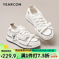 YEARCON 意尔康 厚底高级设计感板鞋女休闲鞋子女百搭 29561W 米白色 35