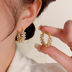 MOEFI 茉妃 法式气质轻奢感个性珍珠锆石耳扣复古甜美小众设计感时尚耳环 珍珠锆石耳环