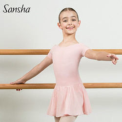 SANSHA 三沙 法國三沙芭蕾舞兒童短裙連體服短袖練功服中國舞蹈考級服