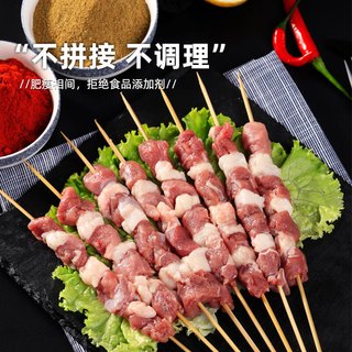 禧宁堡宁夏盐池滩羊肉现杀手工牛羊肉串新鲜羔羊腿肉烤肉串户外烧烤食材 羊肉串120串1500g