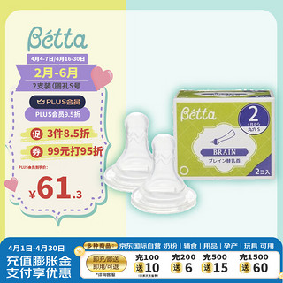 贝塔（betta）奶嘴婴儿防胀气呛奶仿母乳硅胶智能奶嘴 2支装（圆孔S号）