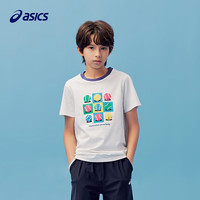 asics/亚瑟士童装2024年夏吸湿速干遮热抗菌趣味棉感短袖T恤 10本白 150cm