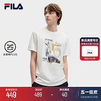 FILA 斐乐 官方男子针织短袖衫2024夏新款时尚休闲舒适简约纯棉T恤