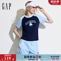 Gap女装2024夏季亲肤logo短袖T恤上衣465242 海军蓝 155/76A(XS) 亚洲尺码