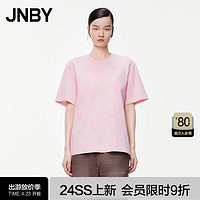 江南布衣（JNBY）24夏T恤纯棉汗布宽松休闲圆领卡通印花5O4113780 634/浅珊瑚红 XL