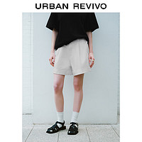 URBAN REVIVO 夏季女纯色宽松阔腿短裤 UWU640036 米白 L