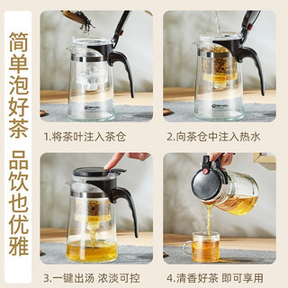 TiaNXI 天喜 玻璃茶壶泡茶壶飘逸杯茶具套装大容量茶水分离水杯泡茶杯过滤茶壶 升级款1000ml