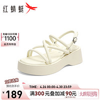 红蜻蜓罗马凉鞋2024夏季沙滩鞋厚底显瘦防滑凉鞋女 WTK24058白色37