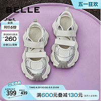 BeLLE 百丽 透气涉水凉鞋女款2024夏季新款休闲银色老爹鞋B1851BM4
