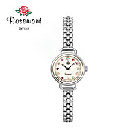 Rosemont 罗斯蒙特 瑞士玫瑰手表女诞生石小表盘小巧精致复古轻奢石英腕表母亲节礼物 典雅银