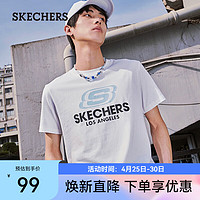 SKECHERS 斯凯奇 春夏t恤圆领运动短袖L122U199 亮白色/0019 175/92A/L