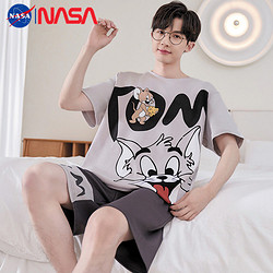 NASAOVER NASA男士睡衣夏季短袖短褲卡通夏天純棉薄款學生青少年家居服套裝