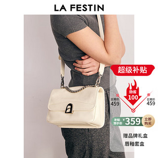 La Festin 拉菲斯汀 包包女包2024新款牛皮通勤单肩斜挎包品牌A字门腋下小方包 622037 清冷白