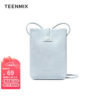 天美意（TEENMIX）女包2024新中式迷你手机包休闲单肩斜挎包 天空蓝【小众设计款】
