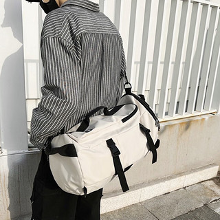 威纳登 旅行包男大容量手提运动包短途出差背包行李包电脑包书包 白色