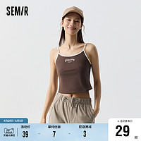 Semir 森马 背心女短款紧身显高春2024新款美式复古辣妹字母撞色针织吊带