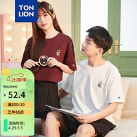 唐狮 TONLION2024夏季招财猫卡通短袖T恤 男款/本白 S