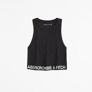 ABERCROMBIE & FITCH女装 24春夏 美式风辣妹修身  Logo 罗纹背心 KI139-4421 黑色 XXS (160/80A)