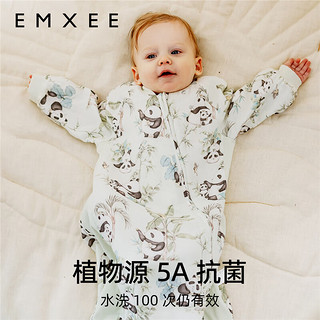 嫚熙（EMXEE）婴儿一体式葫芦睡袋儿童宝宝春夏季长袖 牛油果纱罗睡袋 【前6后4】竹园熊猫 73cm