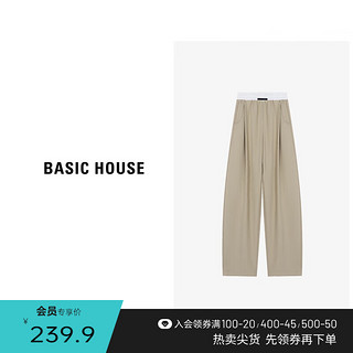 Basic House/百家好高腰时尚休闲宽松纯色款长裤女春季2024 驼色 S80-110斤