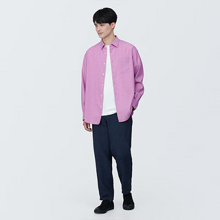 无印良品 MUJI 男式 麻混 长袖衬衫 男士衬衣外套 早春 AC1XAA4S 紫色 L 175/100A