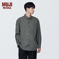 无印良品 MUJI 男式 麻混 长袖衬衫 男士衬衣外套 早春 AC1XAA4S 灰色 S 165/84A