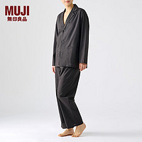 MUJI 無印良品 无印良品 男女通用 宽版衬衫睡衣上衣单件家居服男式女式无性别纯棉 黑色 XXS-XS 160/76A