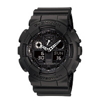 CASIO 卡西欧 G-SHOCK黑武士双显大表盘运动防水手表 黑夜骑士GA-100-1A1