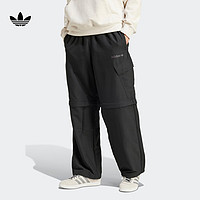 adidas 阿迪达斯 二合一工装风宽松运动裤男装春季阿迪达斯三叶草JD9580 黑色 A/3XL