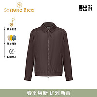 Stefano Ricci 史蒂芬劳.尼治男装 23秋冬鳄鱼皮装饰真丝外套 棕色 50