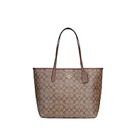 COACH 蔻驰 奥莱款 中号女士PVC单肩手提拉链开合tote包C3240IMSHU