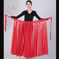 缝小二 古典舞一片式半身裙 红色720度 +打底短裤 95