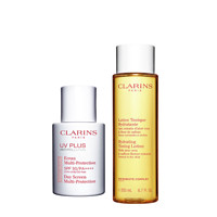 CLARINS 娇韵诗 护肤套装 (温和柔肤水 200ml+轻透防晒乳 SPF50+  PA++++ 30ml #润粉色)