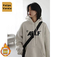 百亿补贴：FELIPE VARELA FELIPE VA加厚连帽卫衣女宽松ins风小个子印花加绒外套新