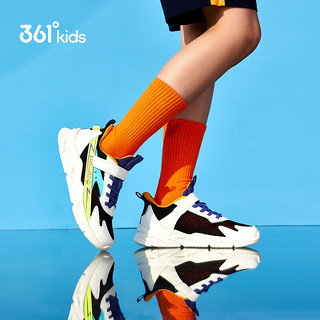 361°【风速】童鞋男女童儿童跑鞋2024年夏季网面透气中大童运动鞋 碳黑/羽毛白/荧光嫩绿 39码