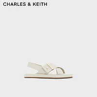 CHARLES&KEITH24春季休闲交叉带外穿平底凉鞋女CK1-70360153 粉白色Chalk 35