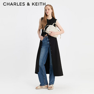 CHARLES&KEITH24春季休闲交叉带外穿平底凉鞋女CK1-70360153 粉白色Chalk 35
