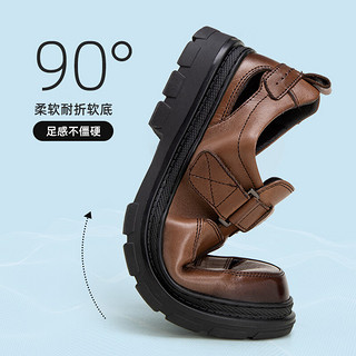 骆驼（CAMEL）2024夏季商务凉鞋镂空透气柔软耐折舒适通勤休闲皮鞋 G14M201610 棕色 38