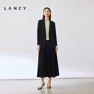 朗姿/LANCY2024春季黑色西装高级感通勤修身收腰系带外套女 黑色 XL