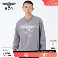 BOY LONDON春夏24男女同款T恤时尚潮酷印花老鹰针织长袖N00801 灰色 L