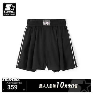 STARTER短裤2024年夏季男女同款宽松街头时尚百搭 黑色 S 165/68A