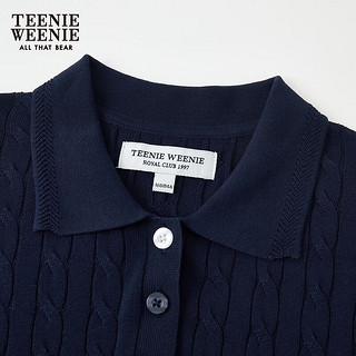 Teenie Weenie【明星同款】小熊2024年夏季短袖针织薄款上衣女 藏青色 170/L