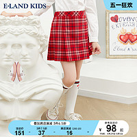 E·LAND KIDS elandKids衣恋童装女童潮流可爱洋气复古格子学院风半身裙短裙