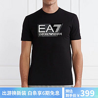 EMPORIO ARMANI 安普里奥·阿玛尼（Emporio Armani）圆领男士短袖 EA7鹰标 春夏休闲简约T恤 3DPT62PJ03Z 黑色 L