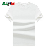 卡帝乐鳄鱼 210克美式短袖t恤男女款纯棉夏季白色打底衫半袖潮 白色 M